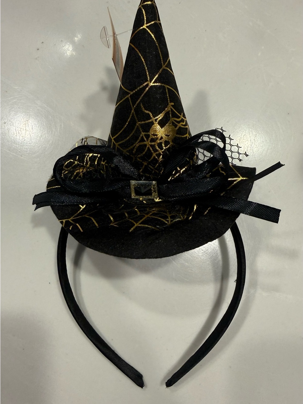 New Black & Gold Mini Witch Hat Headband